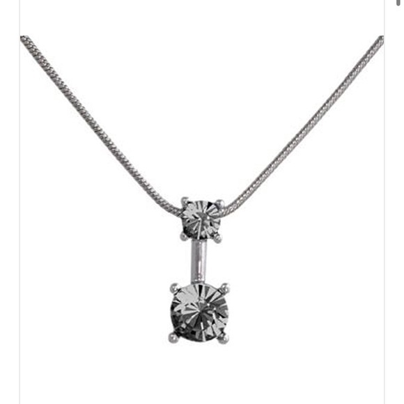Swarovski Crystals ANNALEECE Necklace Sweet “Black Diamond” Rhodium Pendant - Picture 1 of 15